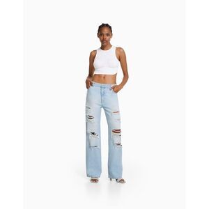 Bershka the 90’s wide leg distressed ripped denim size 6